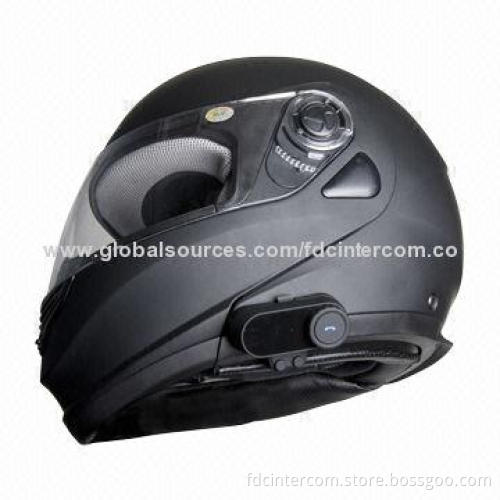Black Bluetooth Intercom for Open-face Helmet, Supports Voice Dialing